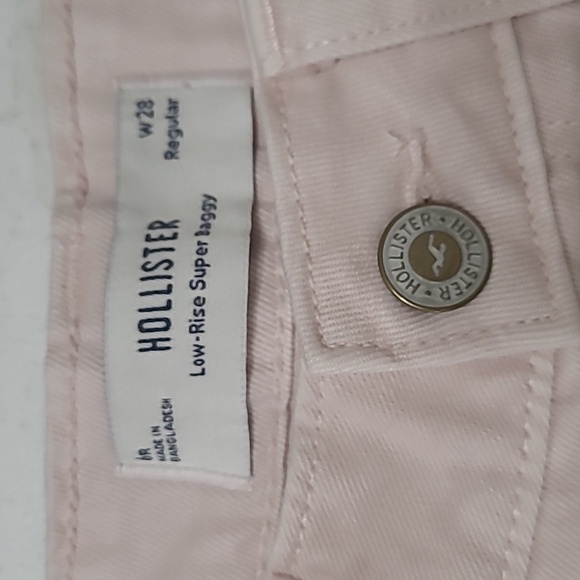 NWT Hollister Light Pink Low Rise Super Baggy Wide Leg Jeans size 6R / 28 Waist - Picture 4 of 12